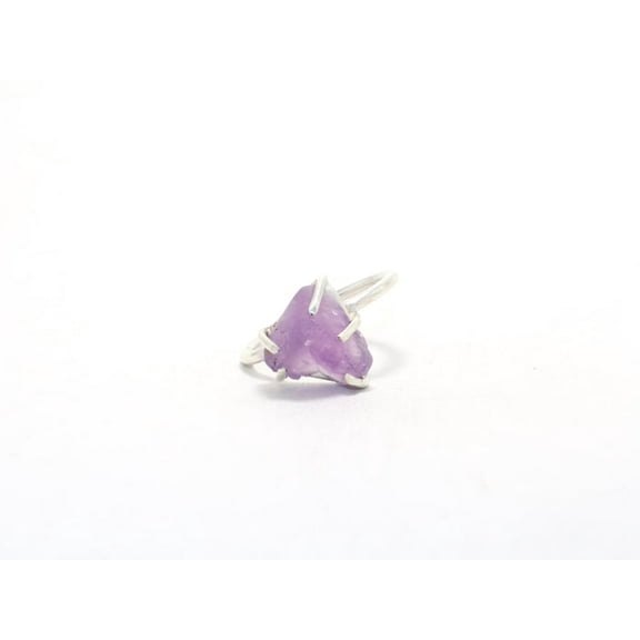 Heaven Crafts Raw Amethyst Ring 925 Sterling Silver Rough Stone Jewelry Boho Minimalist Design Gift For Her
