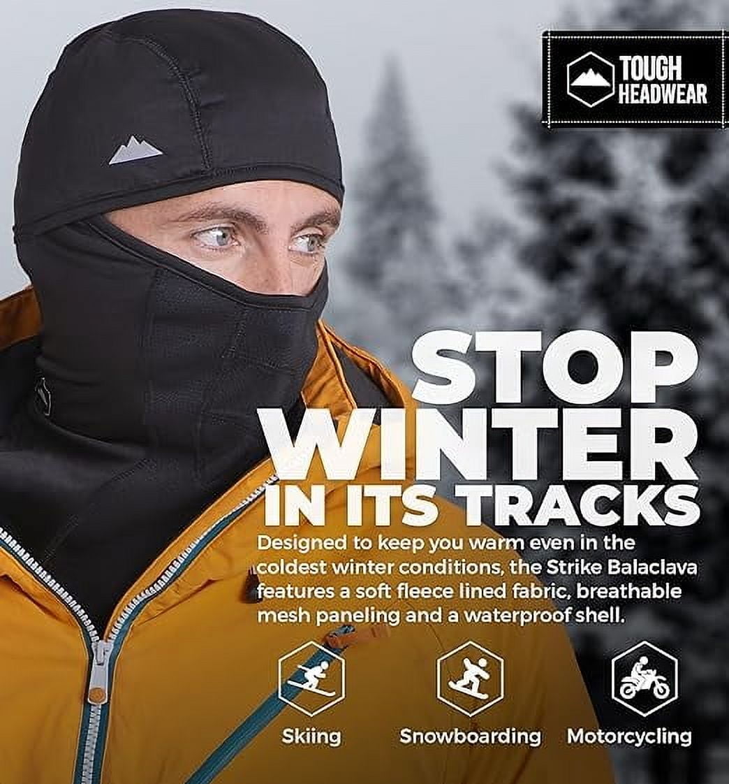 Tough Headwear Balaclava Ski Mask -Winter Gear Men & Women - Skiing, Snowboarding, Motorcycle- Black