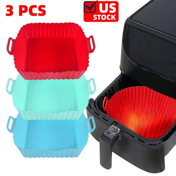 3Pcs Silicone Air Fryer Liners 8inch Reusable,Easy To Clean,Non-Stick,Square Airfryer Liners for Instant Pot Air Fryer