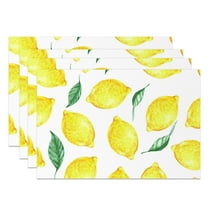 SUNOLIFE Yellow Lemon Placemats Set of 4,Summer Fruit Linen Fabric Table Mats for Dining Table Decorations 12x18 inch