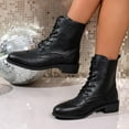 thumbnail image 5 of Tawop Womens Boots Chunky Low Heel Lace Up Winter Fall Black Boots, 5 of 9