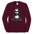 thumbnail image 2 of Wild Bobby Jesus: Ill Be Back Inspirational/Christian Men Long Sleeve Shirt, Maroon, X-Large, 2 of 5