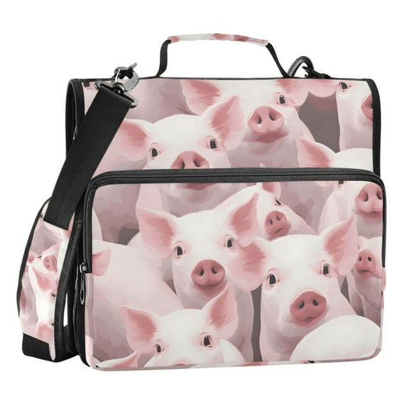 ALAZA Zipper Binder Pigs Pink 3 Ring Trapper Keeper File Folder Organizer Bag