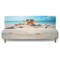 Xoenoiee Beach Starfish Sunglasses Seashell Conch Print Armless Sofa Bed Cover Stretch Slipcover Folding Sofa Couch Covers Futon Covers Full Size Furniture Protector with Elastic Bottom