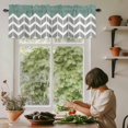 thumbnail image 5 of Vintage Herringbone Pattern Window Valance Curtain Turquoise Grey Rod Pocket Short Curtain for Living Room, Bedroom & Kitchen Window Decor 42x18in, 5 of 8