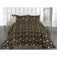 thumbnail image 2 of Ambesonne Marble Print Quilted Bedspread Set 3 Pcs, Triangle Art Geometric, Twin, Dark Chestnut Brown and Amber, 2 of 4