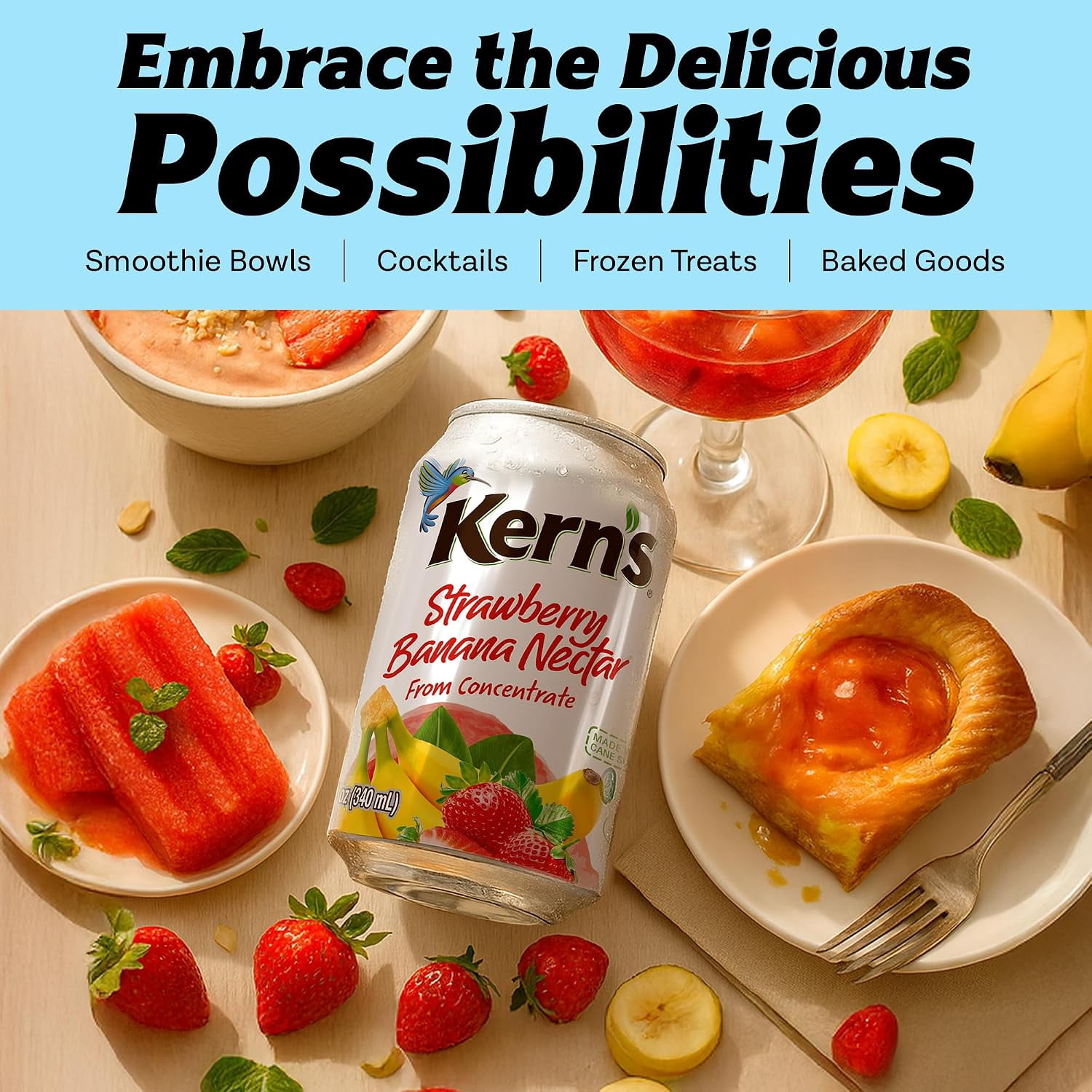 (8 pack) Kern’s Strawberry Banana Juice Nectar, 11.5 fl oz
