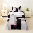 thumbnail image 2 of Castle Fairy Bohemian Geometric Block Twin Sheets 3pcs,Minimalism Vertical Streak Bedding,Black Pink Gray,1 Flat Sheet, 1 Fitted Sheet and 1 Pillowcase, 2 of 7