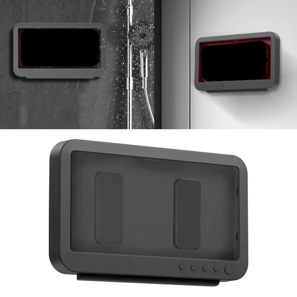 Soporte para teléfono móvil Perfecl a prueba de agua rotación 360 espejo antivaho universal Negro