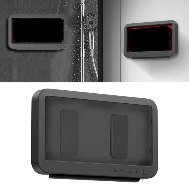 Soporte para teléfono móvil Perfecl a prueba de agua rotación 360 espejo antivaho universal Negro