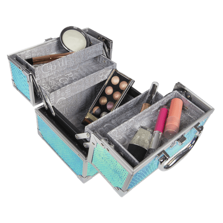 Print Train Case - Caboodles Adored Cosmetic Train Case, Snakeskin Iridescent