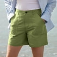 thumbnail image 3 of Women Shorts Athletic Summer Twill Shorts for Women, Casual Straight Leg Short Pants with Pockets, Summer Loose Versatile Bottoms Daily Wear Green L, 3 of 6