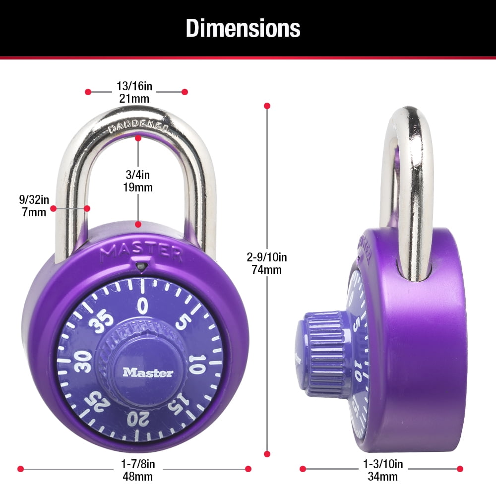 Wide Pink Master Lock Padlock Standard Dial Combination Lock 1-7/8 in 1530DPNK 