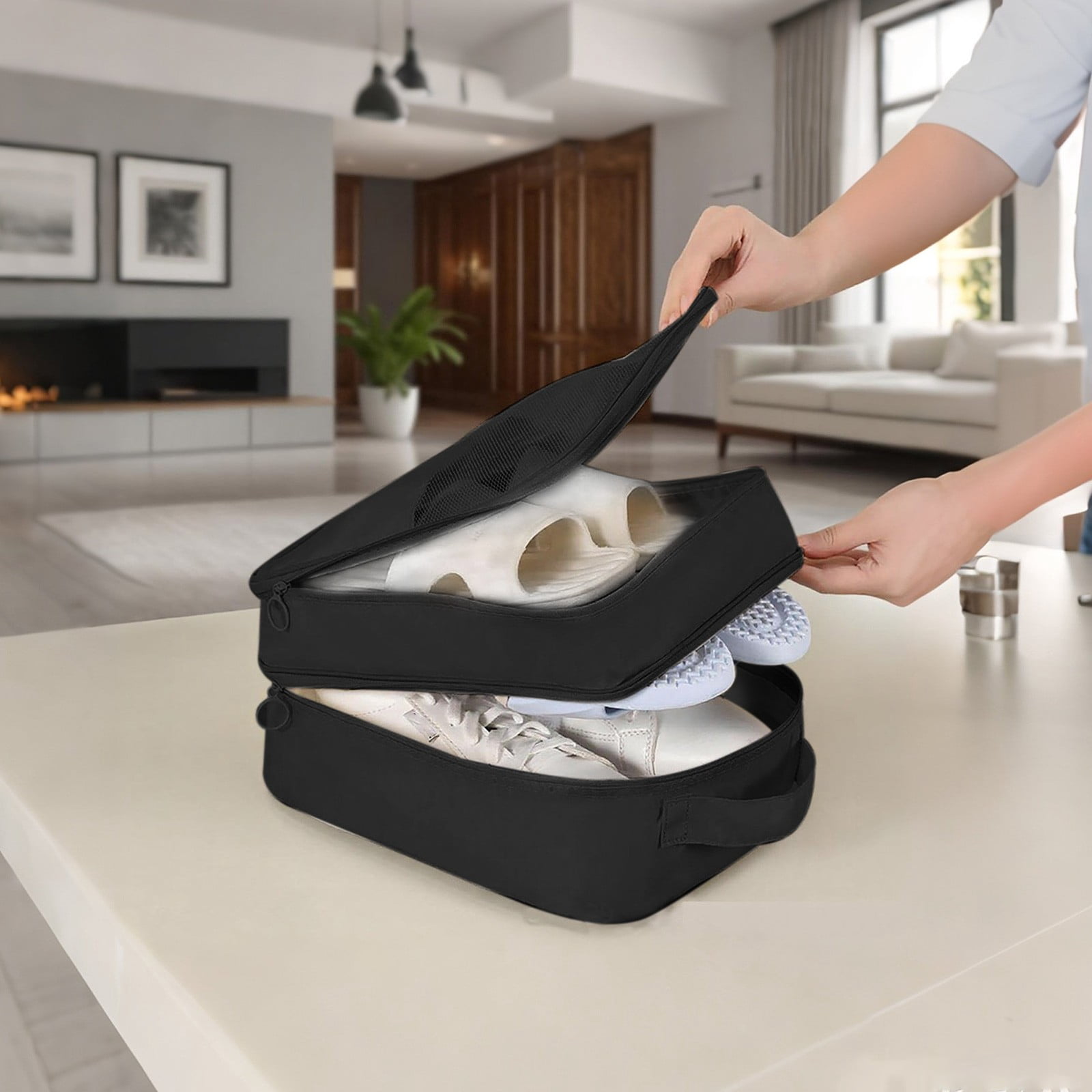 Travel Shoe Bags Holds 2 Pair, Portable Shoe Storage Organizer Pouch for Women & Teenagers, Daily Use and Luggage Shoe Organizer, Washable Shoe Carry Bag