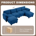 thumbnail image 5 of LOYALICE 115" Cozy Oversized Corduroy Modular Sectional Sofa U Shaped 6 Seat Couch with Movable Ottoman & Chaise for Living Room Bedroom, Navy, 5 of 10