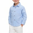 thumbnail image 6 of hoksml Boys Long Sleeve Solid Button Down Shirt Cotton Blend Casual Collared Top for School and Everyday Wear, 6 of 7