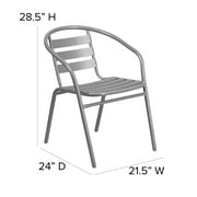 Flash Furniture Lila Silver Metal Restaurant Stack Chair with Aluminum Slats