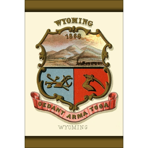 24"x36" Gallery Poster, Wyoming territory coat of arms (illustrated, 1876)