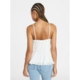 thumbnail image 3 of No Boundaries Button Front Ruffle Lace Trim Cami Top, Women's XXS-XXL, 3 of 5