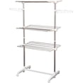 thumbnail image 1 of Foldable 3 Tier Clothes Drying Rack Rolling Collapsible Laundry Dryer Heavy-Duty Hanger Towel Holder Indoor Outdoor Stainless Steel Hanging Rods, 1 of 8