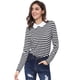 thumbnail image 3 of Disfraz de Halloween para mujer Allegra K blusa a rayas en contraste Peter Pan Negro M, 3 of 6