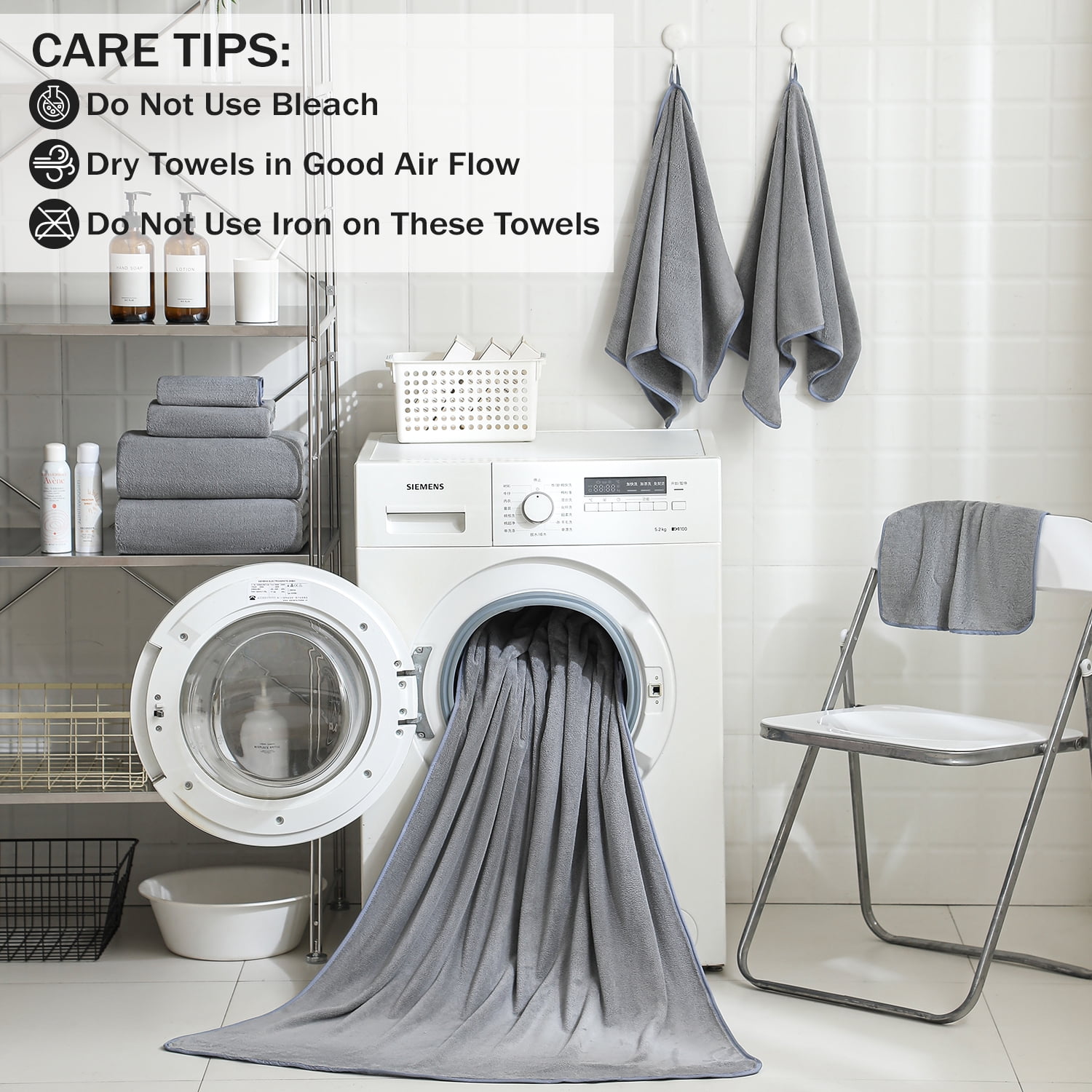 Green Essen 4 Pack Oversized Bath Towel Sets 700 GSM Soft Shower Towels 35 x 70 Inches Quick Dry Bath Sheets Highly Absorbent Bath Towel Clearance for Bathroom Spa Hotel Gym(Dark Grey)