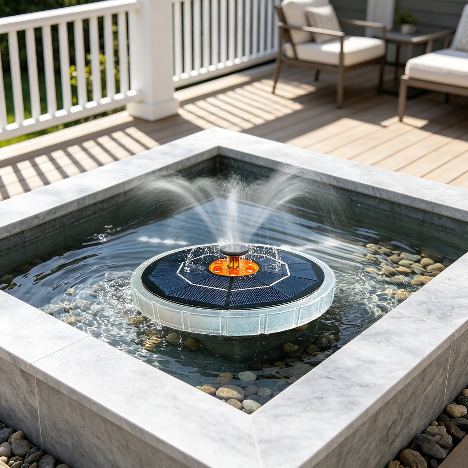 Solar-Powered Outdoor Water Fountain, Automatic Solar Floating Spout Weather-Resistant Compact Fountain for Courtyard Garden Pool Pond Bathroom Outdoor Landscaping, D