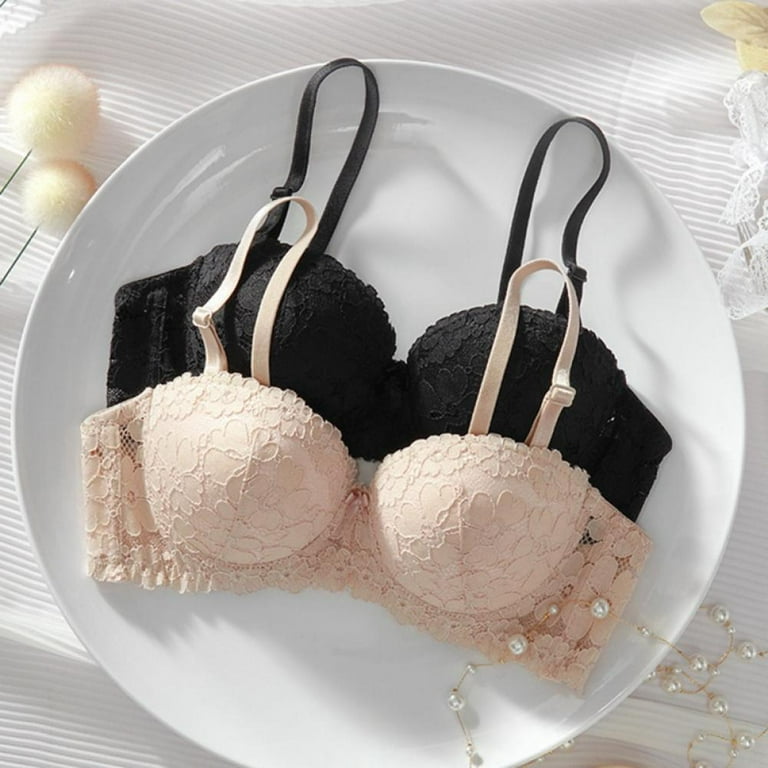 Women's Deep V Push Up Bra Thick Cotton Underwear Lace Flower Embroidery  Bras For Women 1/2 Cup Push Up Lingerie 