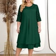 thumbnail image 1 of Uootdi Robes Grande Taille pour Femmes Col Rond Manches 3/4 Robes Brodées Élégantes Robes Midi Formelles Tenue de Fête Cadeau, 1 of 9