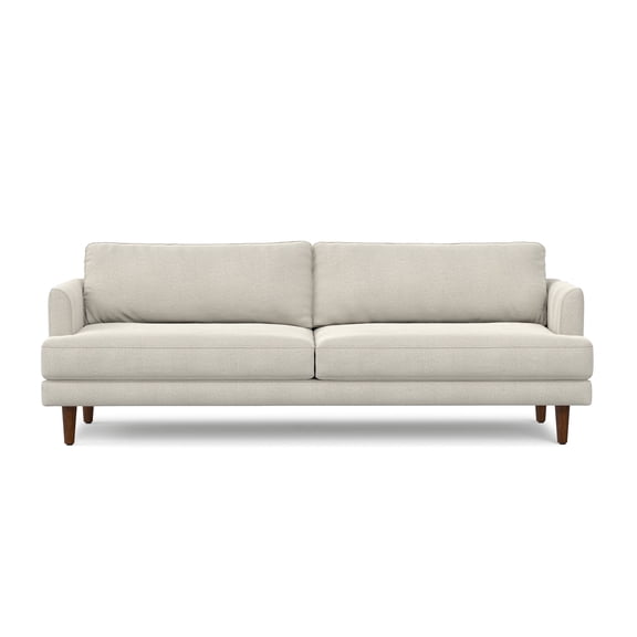 Simpli Home Livingston 90 inch Wide Mid-Century Modern Sofa in Cream White Woven-Blend Fabric