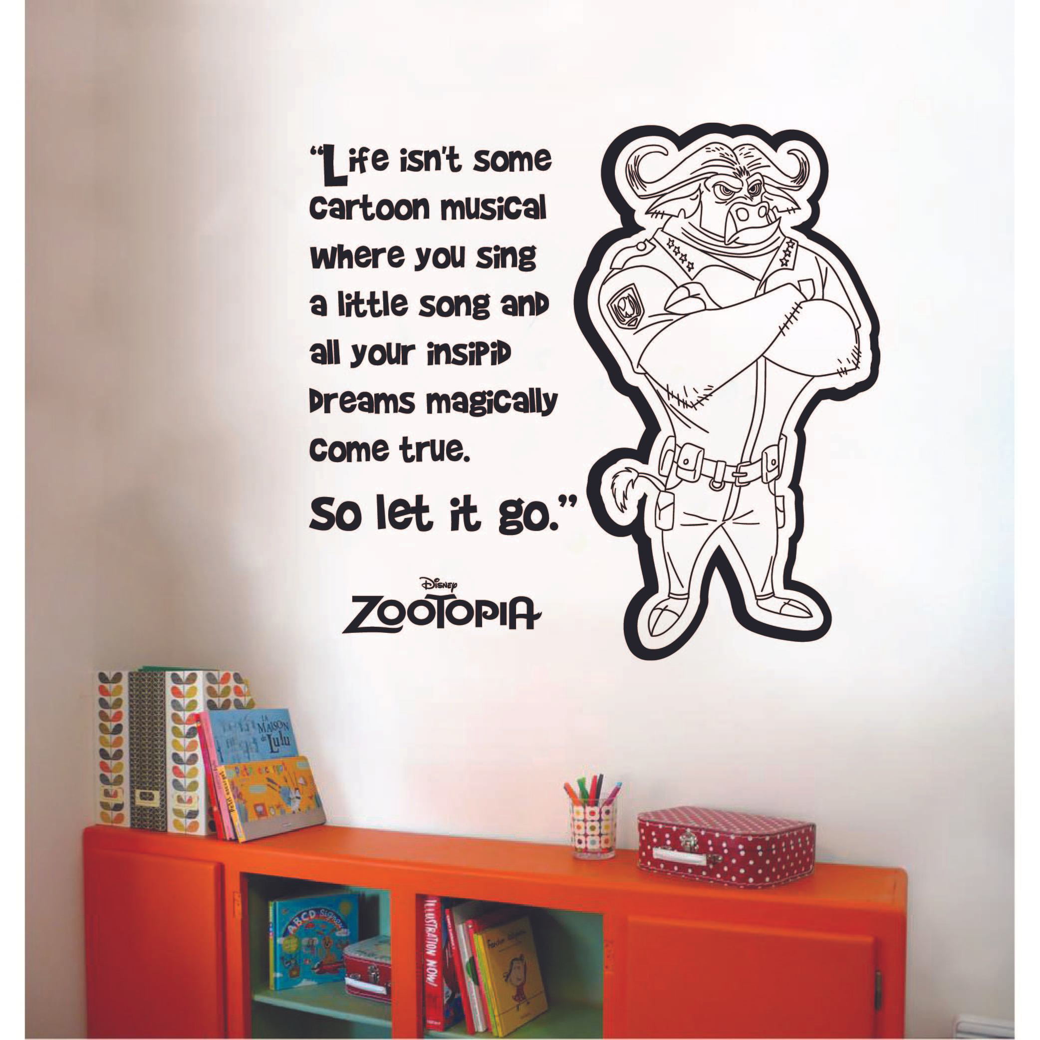 Sing A Little Song Quote Zootopia Cartoon Quotes Wall Sticker Art Decal for  Girls Boys Room Bedroom Nursery Kindergarten House Fun Home Decors Stickers  Wall Art Vinyl Decoration Size (30x27 inch) -