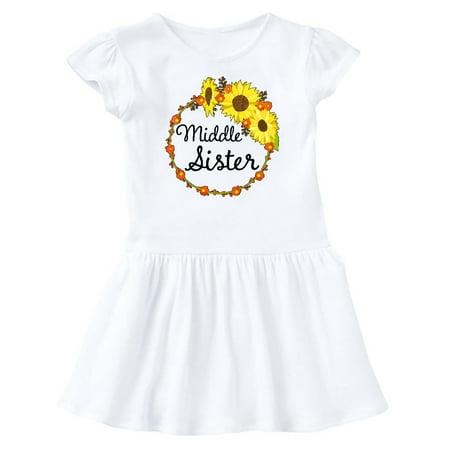 

Inktastic Middle Sister Sunflower Wreath Gift Baby Girl Dress