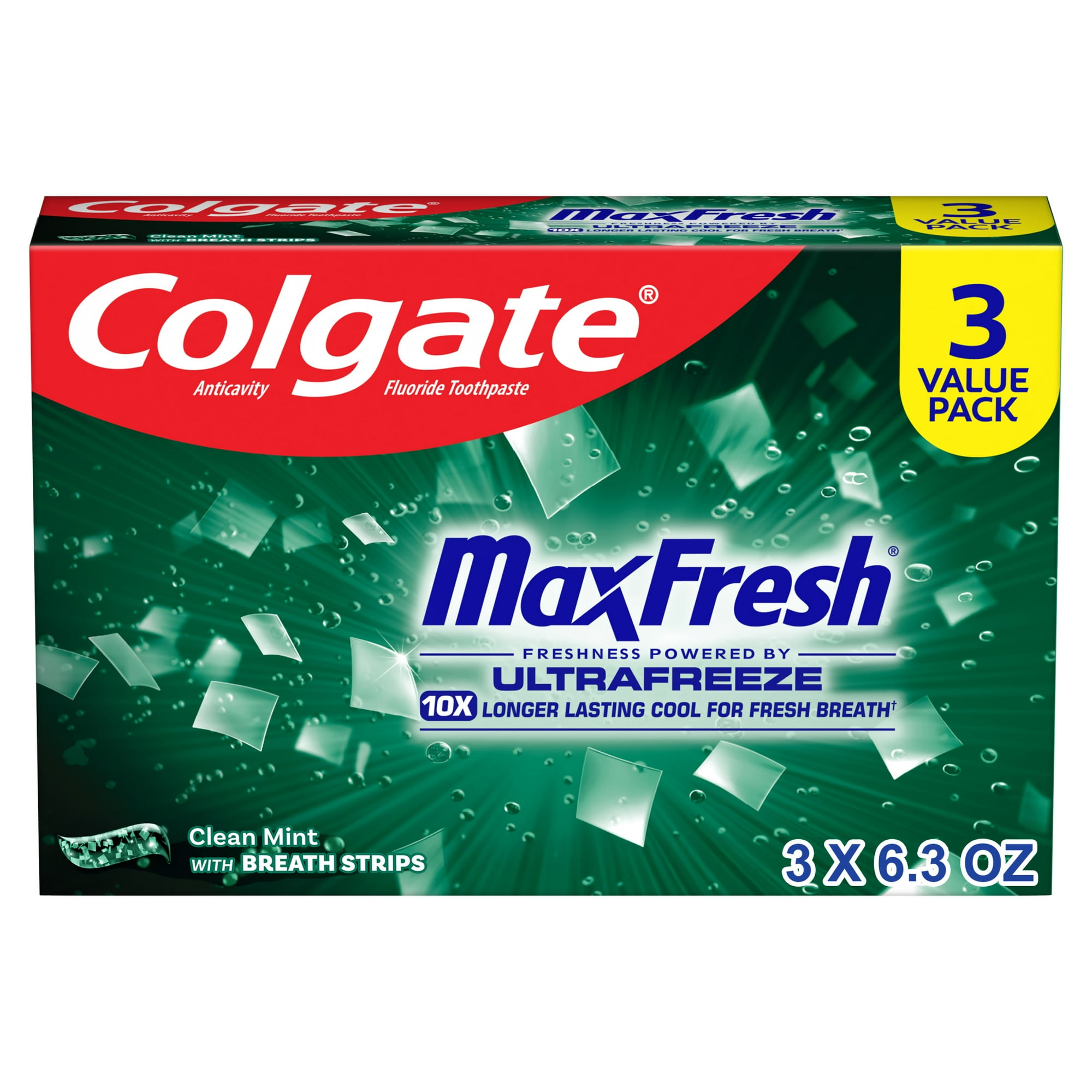 Colgate Max Fresh Clean Mint Toothpaste, 3 Pack, 6.3 Oz