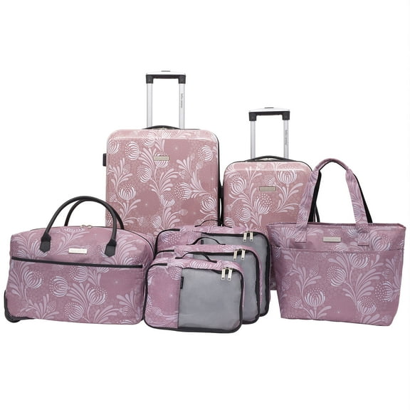 Bella Caronia 20" 7 Piece Spinner Carry On Rolling Travel Luggage Set, Selva