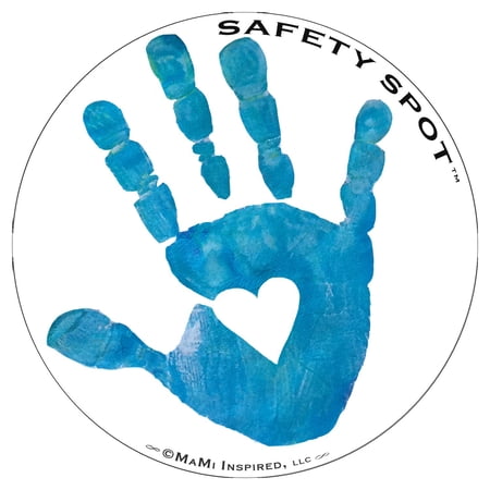 Safety Spot Magnet - Kids Handprint for Car Parking Lot Safety - White Background (Blue)RDD18