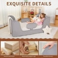 thumbnail image 6 of Mophoto Modern Gray Upholstered Toddler Bed with Padded Headboard Frame with Removable Guard Rails Kids Toddler Floor Standard Crib Size Bed for Girls and Boys(Mattress Not Included), 6 of 7