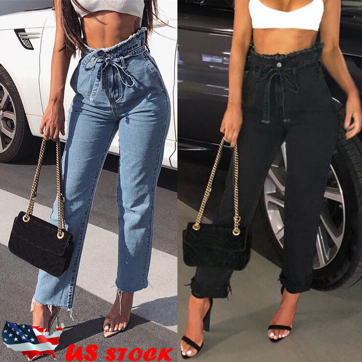 elastic waist black jeans