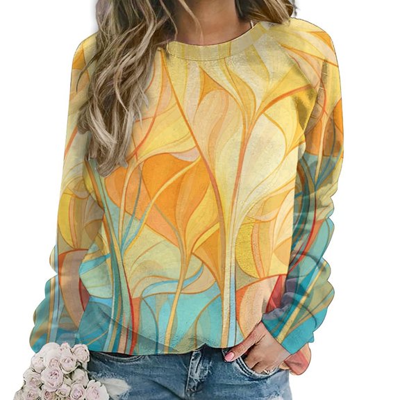 Sweatshirt For Womens Crewneck Abstract Flowers Hoodies Teen Girls Cute