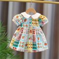 thumbnail image 2 of Felwors Bambin Filles Manches Courtes Robe Soleil Imprimé Floral Robe Princesse Robe Vêtements, 2 of 9