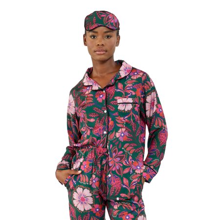 

Faux Silk Floral PJ Set + Eye Mask