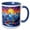Blue/White, variant on 3drose, Two Robin Birds on a Tree. Mountain Sunrise. Happy Holidays Gift, 11oz Two-tone Red Mug