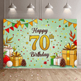 thumbnail image 5 of Happy 70th Birthday Background Banner with Fall Leaves Stars and Gift Boxes Party Supplies for Birthday Party Photography Props Backdrop Decors, 5 of 7