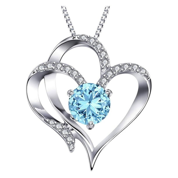 Collar con colgante de corazón de aleación para mujer, con piedra de nacimiento y mes de nacimiento, ideal para niñas y mujeres. Regalos de cumpleaños para mamás, abuelas y adolescentes.