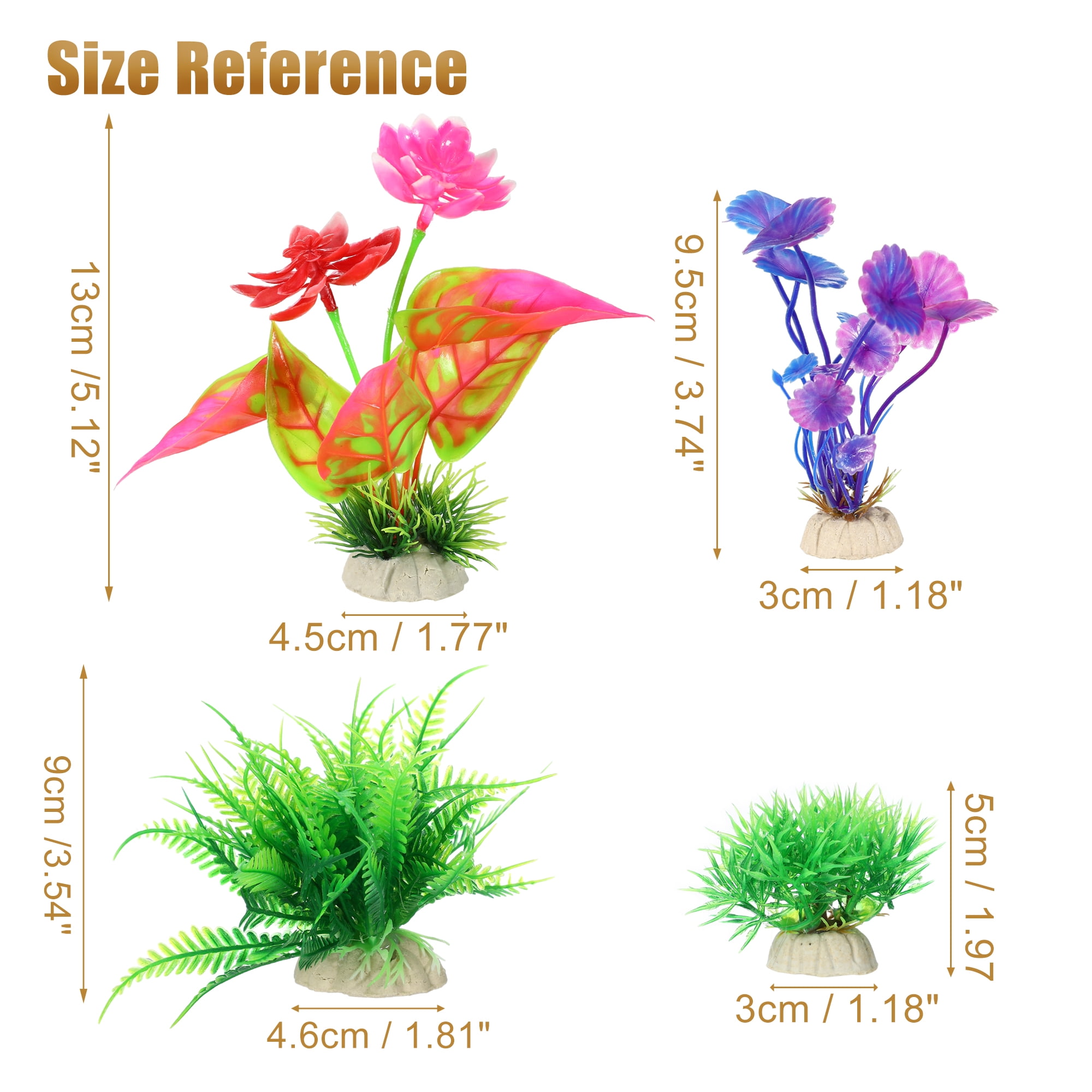 Unique Bargains Plastic Aquarium Plants Colorful Fish Tank Plant Decorations Set for Aquarium Decorations 16pcs