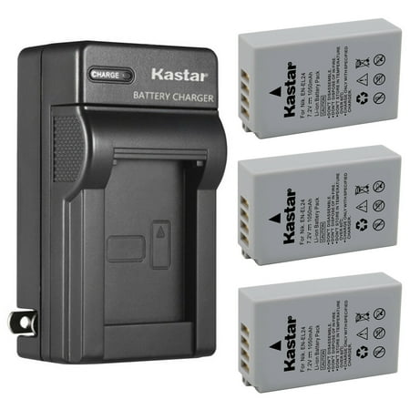 Kastar 3-Pack Battery and AC Wall Charger Replacement for Nikon EN-EL24 ENEL24 EN-EL24a ENEL24a Battery Nikon MH-31 Charger Nikon 1 J5 1J5 Nikon DL18-50 DL1850 Nikon DL24-85 DL2485 Digital Cameras