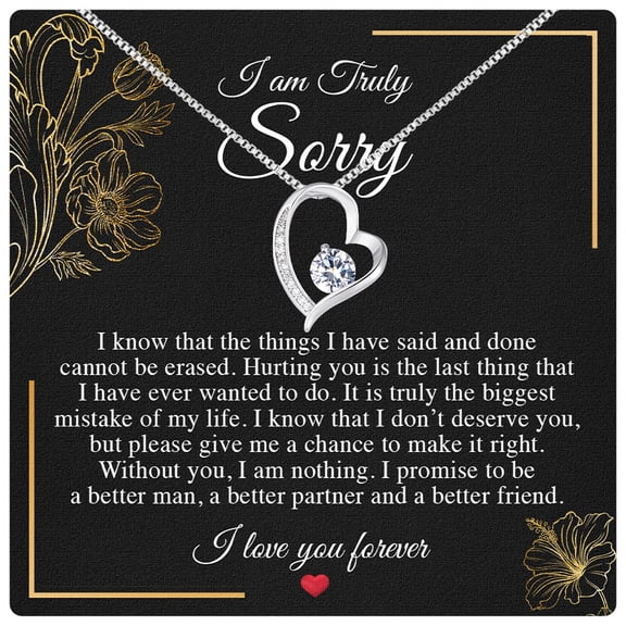 I Love You I'M Sorry Her, Apology Her - Wife, Girlfriend, Soulmate - Forgive Me Necklace With Heartfelt Message In A Stunning Box, Let'S Start Over Love Necklace#2126, White Forever Love Necklace