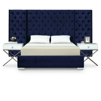Grande Navy Velvet King Bed-Color:Navy Velvet,Style:Contemporary
