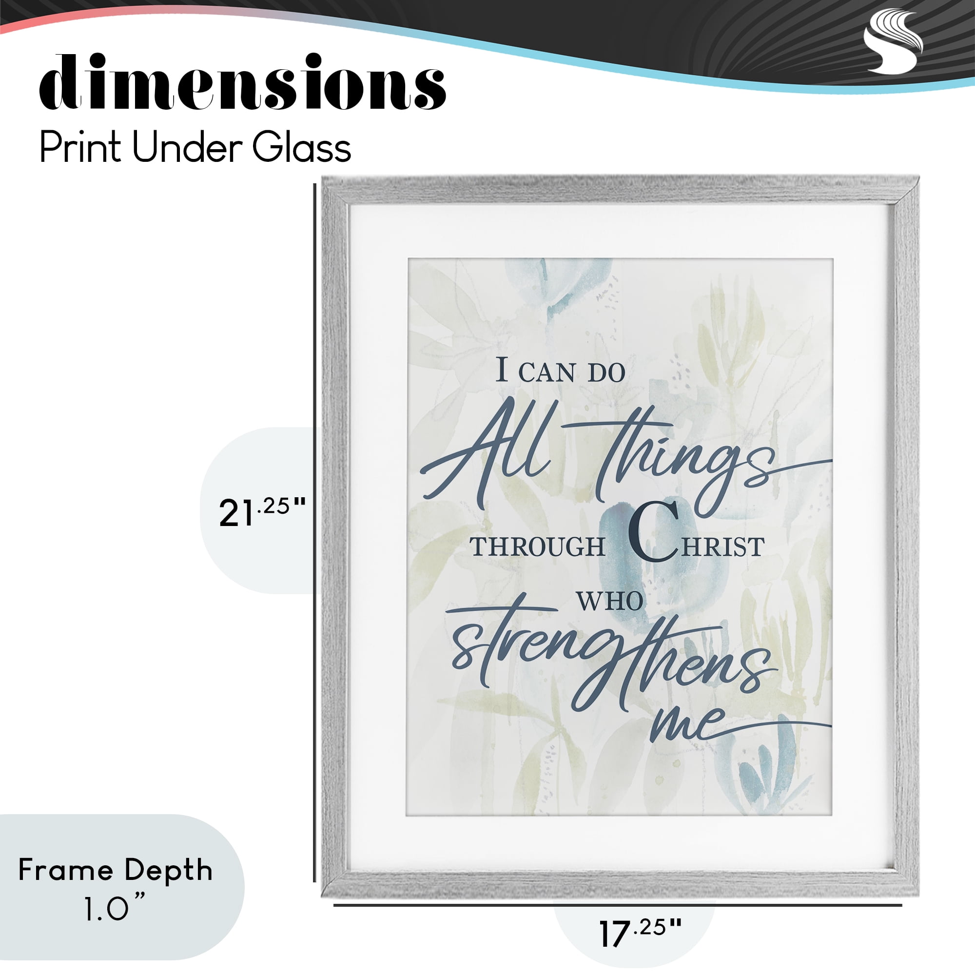 Stupell Industries All Things Through Christ Gray Framed Print Under Glass, design by Krinlox