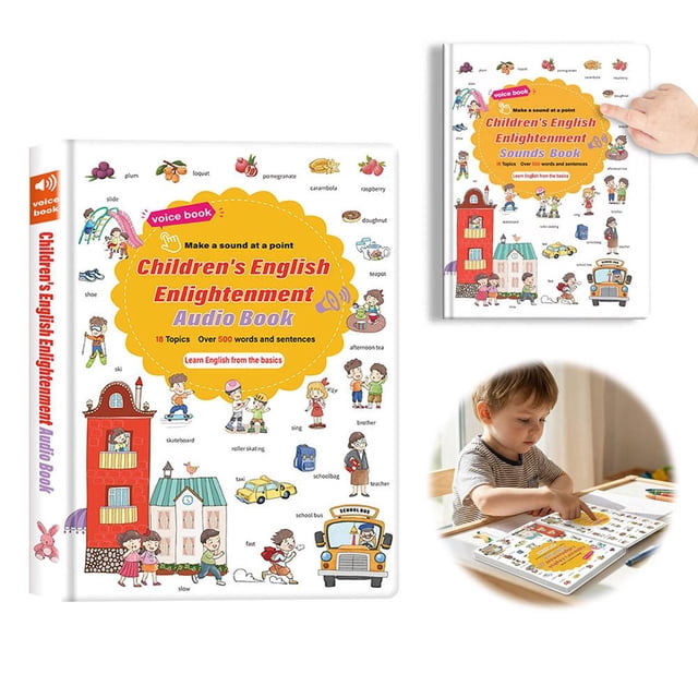 Lttoisl 500-Word Interactive Audio Learning Book for Kids, English Words Sound Book for Ages 2-6, Screen-Free Language Development Toy for School, Library, & Bedtime