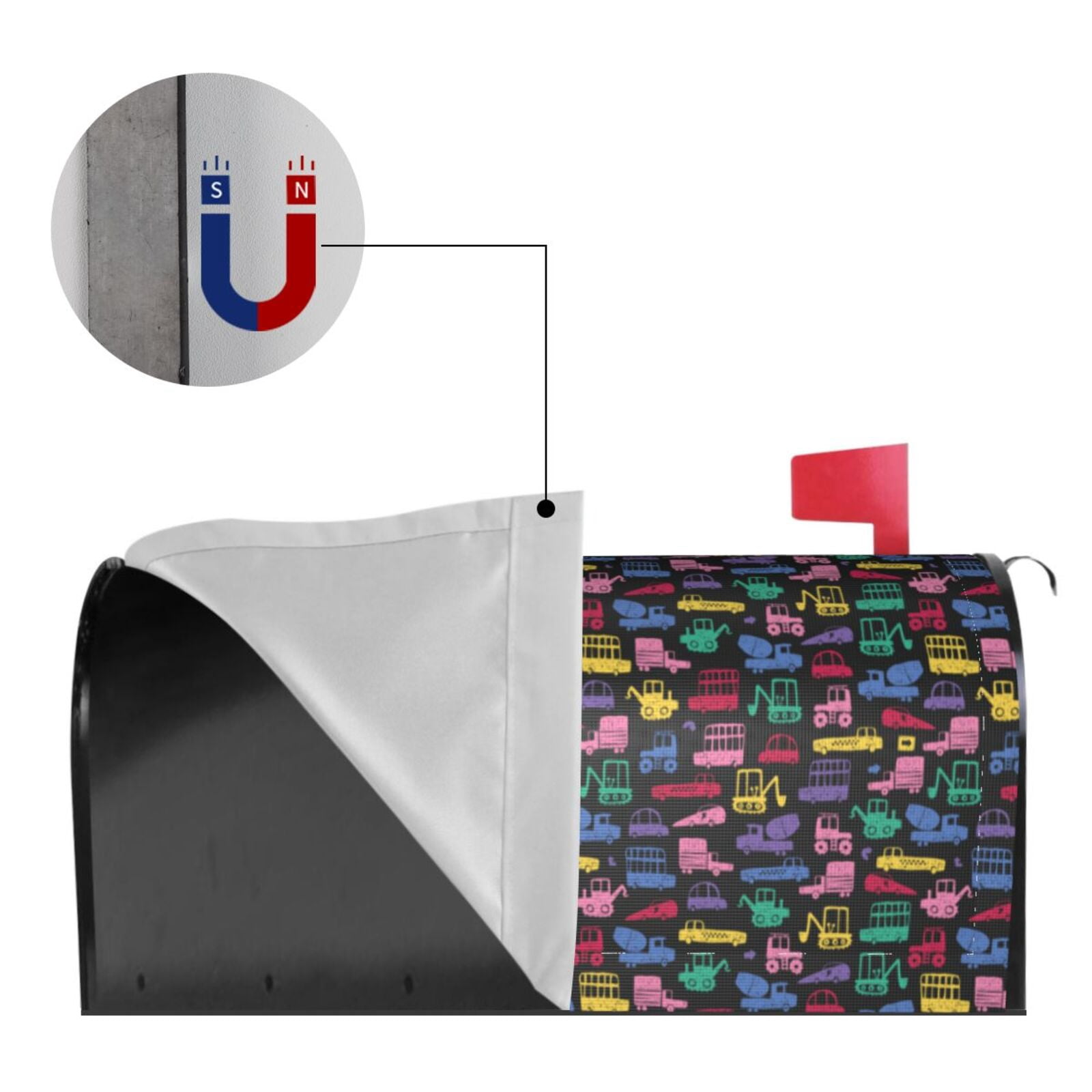Xecao Colorful Excavator for Mailbox Cover with Magnetic Strips, Waterproof and Sunscreen, Adds a Decorative Touch to Your Garden Yard.